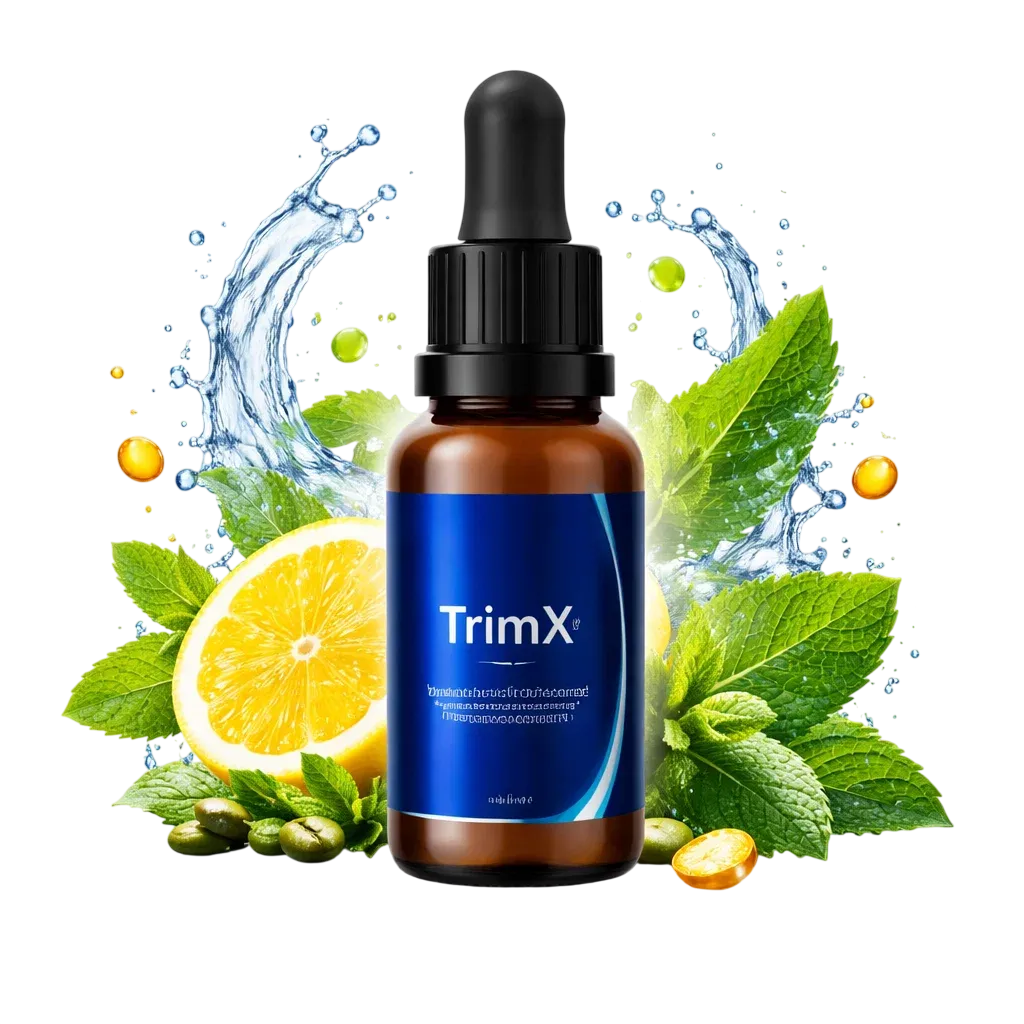 Professional bottle of TrimX weight loss drops with a dropper, showing the natural supplement for metabolism support.