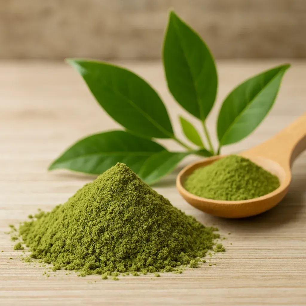 Fresh Green Tea leaves representing the antioxidant-rich ingredient in TrimX for fat oxidation.