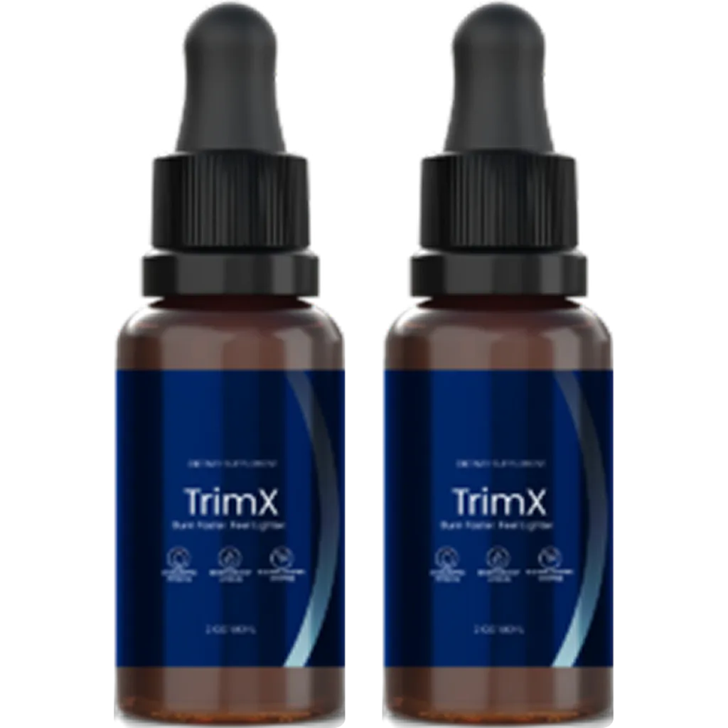 Two bottles of TrimX weight loss drops, representing a 60-day supply kit.